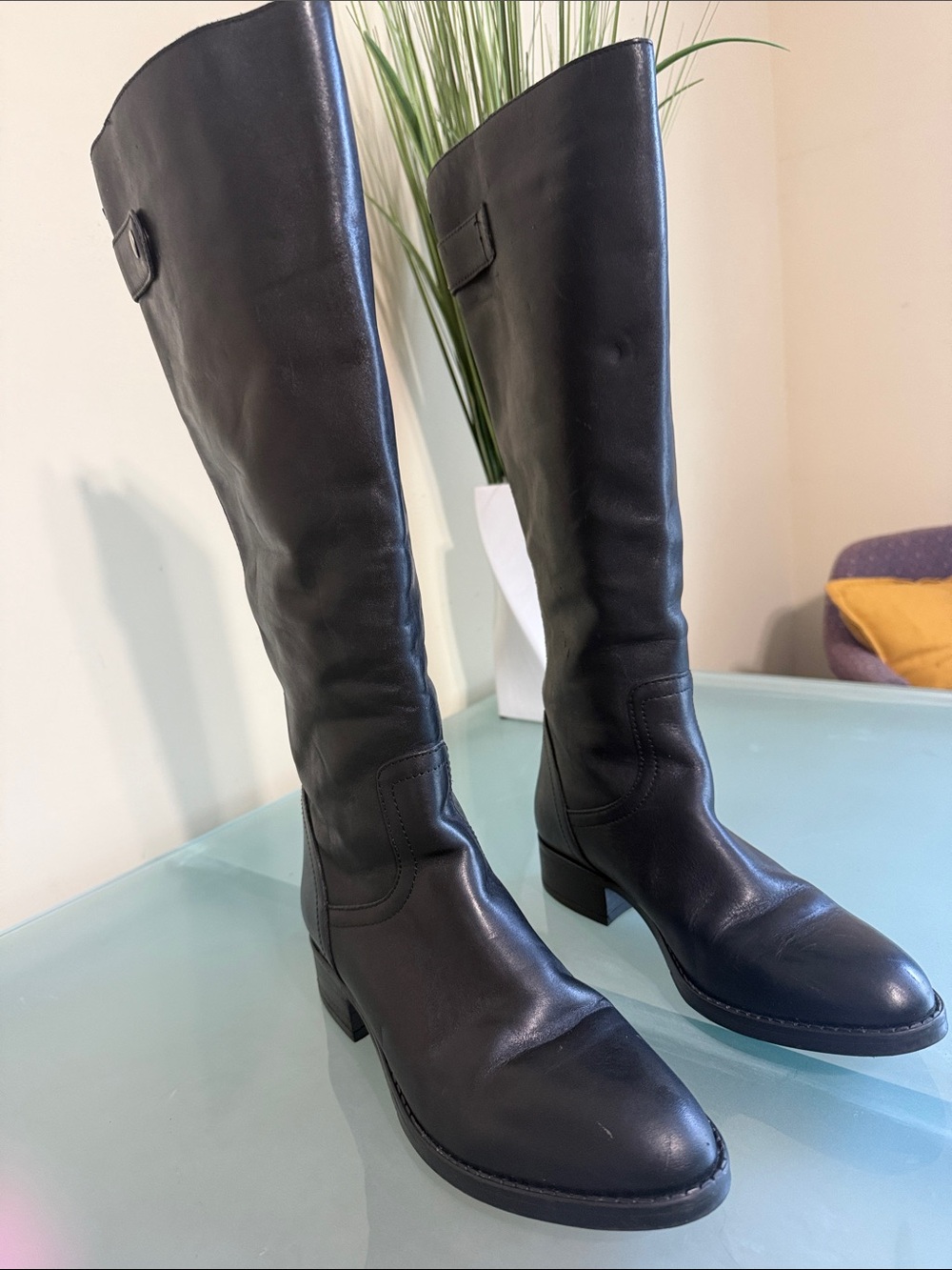 Steve Madden Black Leather Riding Boots Black Leather Knee High Boots Size 8. - Picture 2 of 9